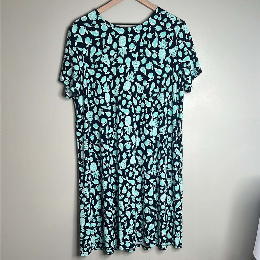 J. Jill Black Dress with Mint Floral Print